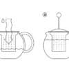 mode d'emploi Théière à piston, filtre en plastique, 1.5 l, acier inox