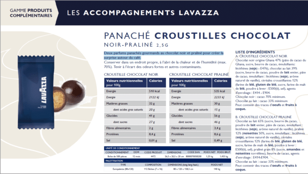 Mix Croustilles chocolat noir praliné- Lavazza - 500 unités